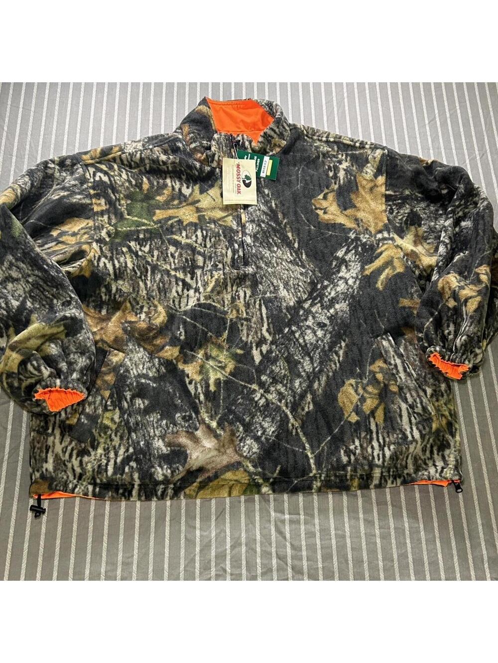 Mossy Oak brand camo hunting fleece pullover reversible quarter zip Men's XL